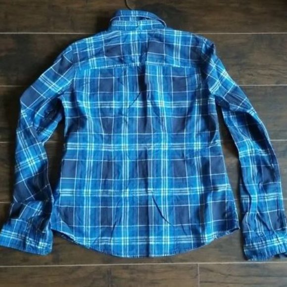 Hollister Button Up Shirt Mens M Plaid Blue Pink Long Sleeve Top - Picture 5 of 5